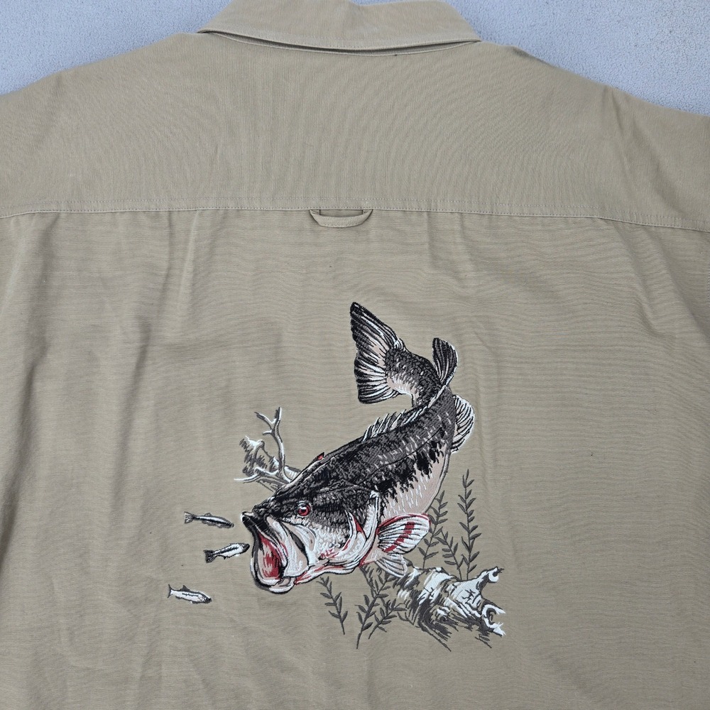 RedHead New 2XLT Bass Fish Embroidered Shirt Mens Khaki Fishing Outdoor Tall